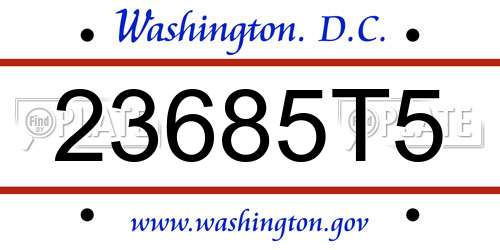 23685T5 District Of Columbia License Plate