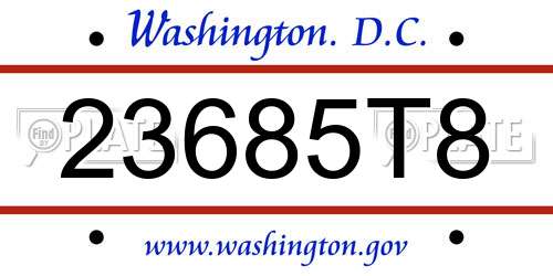 23685T8 District Of Columbia License Plate