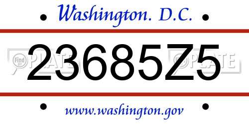 23685Z5 District Of Columbia License Plate