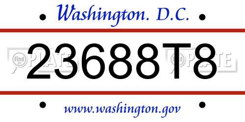 23688T8 District Of Columbia License Plate