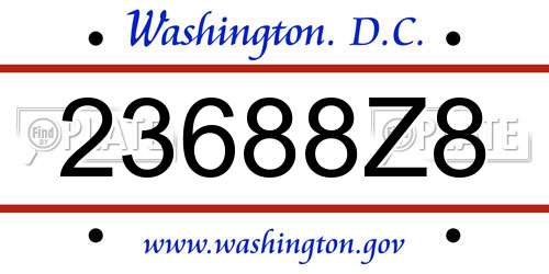 23688Z8 District Of Columbia License Plate