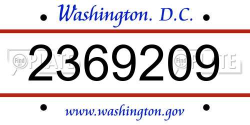2369209 District Of Columbia License Plate