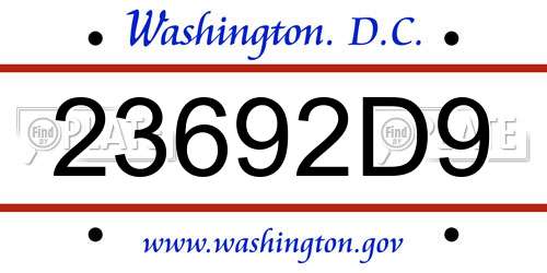 23692D9 District Of Columbia License Plate