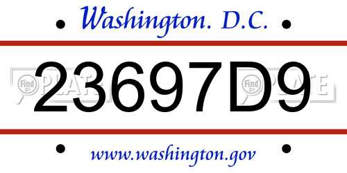23697D9 District Of Columbia License Plate