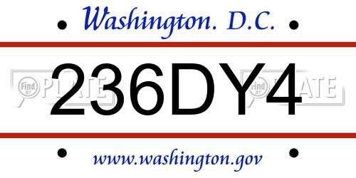 236DY4 District Of Columbia License Plate