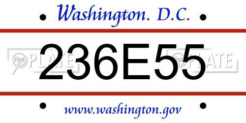 236E55 District Of Columbia License Plate