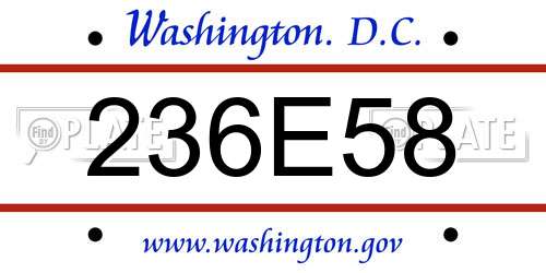 236E58 District Of Columbia License Plate