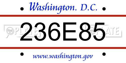 236E85 District Of Columbia License Plate