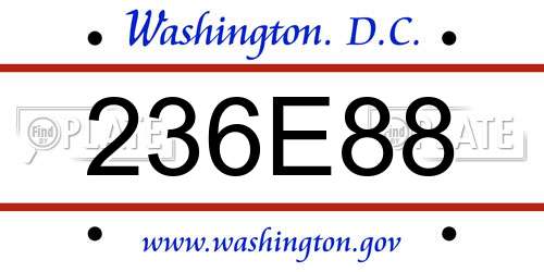 236E88 District Of Columbia License Plate