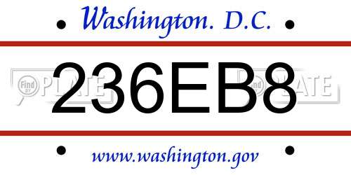 236EB8 District Of Columbia License Plate