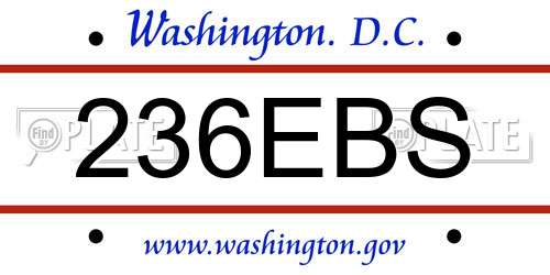 236EBS District Of Columbia License Plate