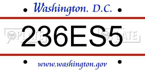 236ES5 District Of Columbia License Plate