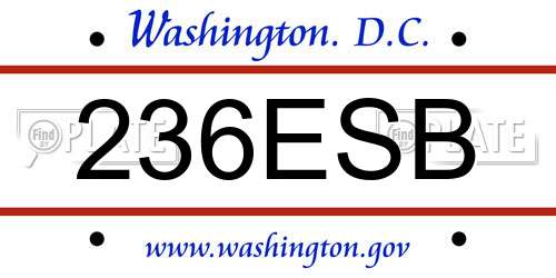 236ESB District Of Columbia License Plate