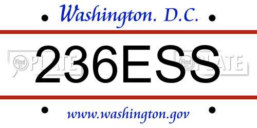 236ESS District Of Columbia License Plate