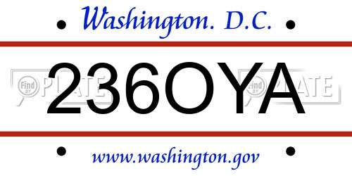 236OYA District Of Columbia License Plate
