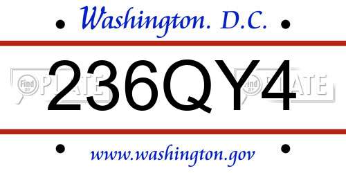 236QY4 District Of Columbia License Plate