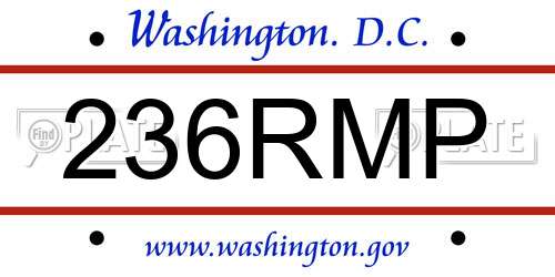 236RMP District Of Columbia License Plate
