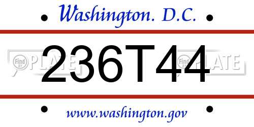 236T44 District Of Columbia License Plate