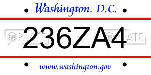 236ZA4 District Of Columbia License Plate