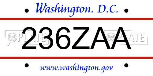 236ZAA District Of Columbia License Plate