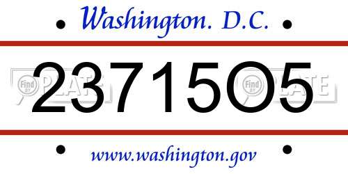 23715O5 District Of Columbia License Plate
