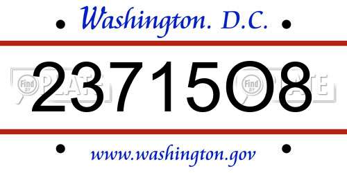 23715O8 District Of Columbia License Plate