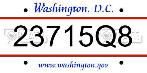 23715Q8 District Of Columbia License Plate