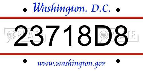 23718D8 District Of Columbia License Plate