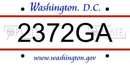 2372GA District Of Columbia License Plate
