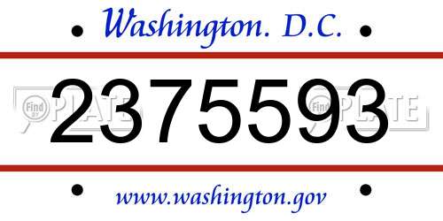 2375593 District Of Columbia License Plate