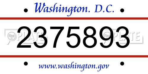 2375893 District Of Columbia License Plate