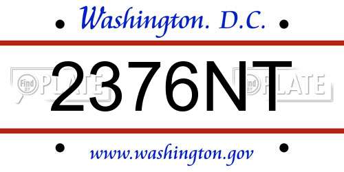 2376NT District Of Columbia License Plate