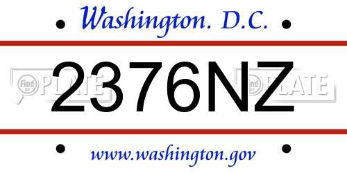 2376NZ District Of Columbia License Plate