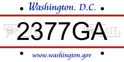 2377GA District Of Columbia License Plate