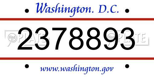2378893 District Of Columbia License Plate