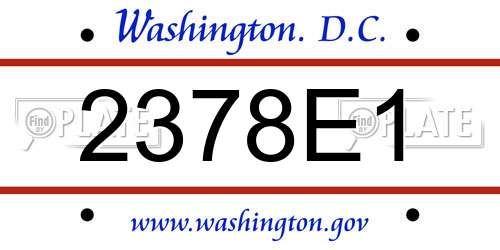 2378E1 District Of Columbia License Plate