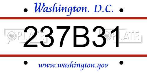 237B31 District Of Columbia License Plate