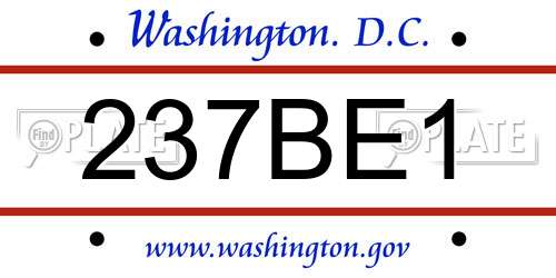 237BE1 District Of Columbia License Plate