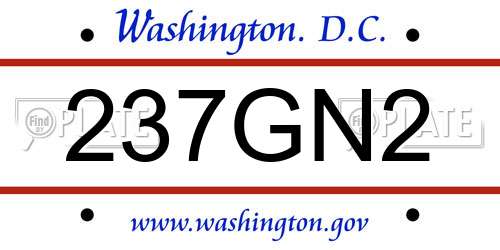 237GN2 District Of Columbia License Plate