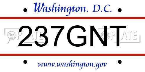 237GNT District Of Columbia License Plate