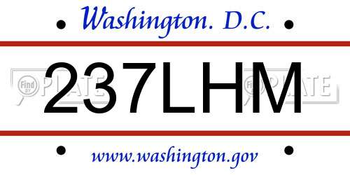 237LHM District Of Columbia License Plate