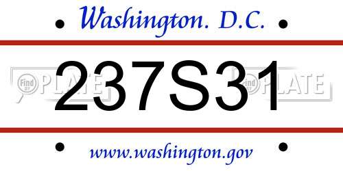 237S31 District Of Columbia License Plate