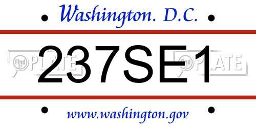 237SE1 District Of Columbia License Plate