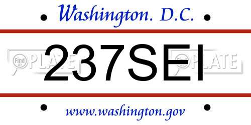 237SEI District Of Columbia License Plate