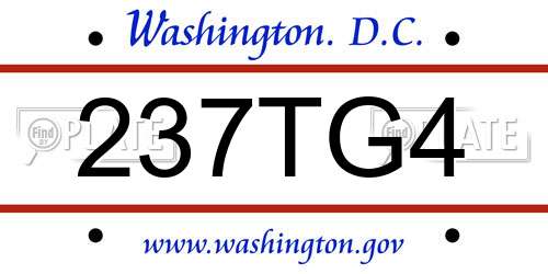 237TG4 District Of Columbia License Plate