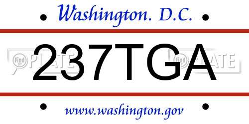 237TGA District Of Columbia License Plate