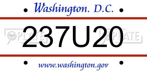 237U20 District Of Columbia License Plate