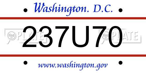 237U70 District Of Columbia License Plate