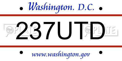237UTD District Of Columbia License Plate