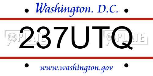 237UTQ District Of Columbia License Plate